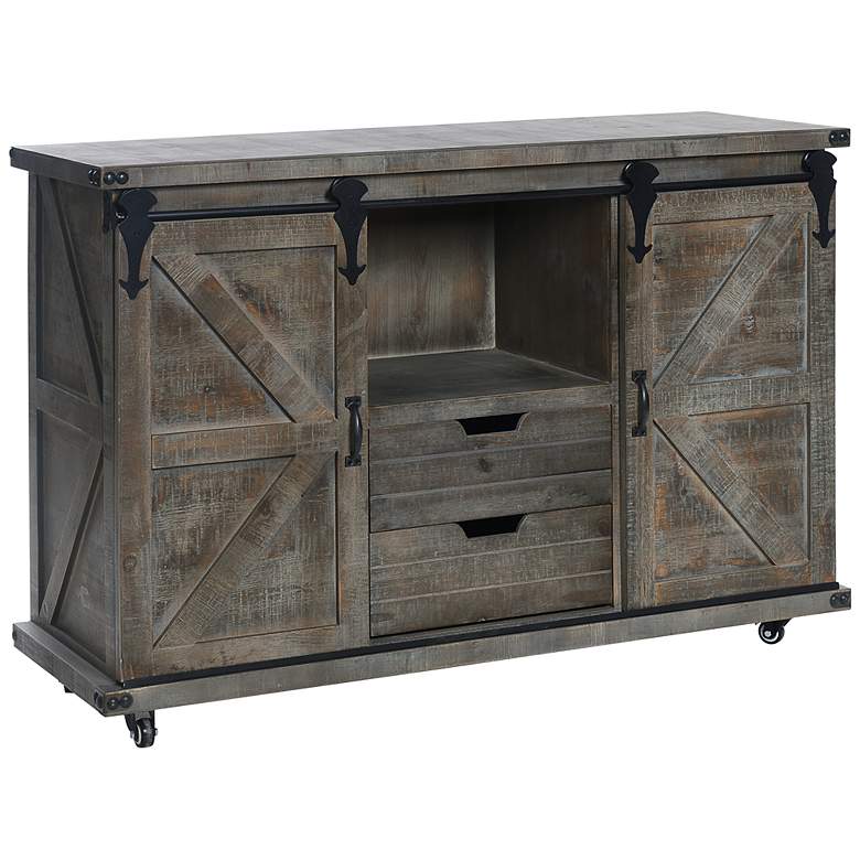 Image 1 Presley 2 Door, 2 Drawer and Open Center Cabinet - Driftwood Grey
