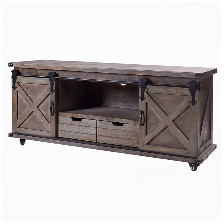 Image 1 Presley 2 Door, 2 Drawer, and Open Center TV Stand - Driftwood Grey