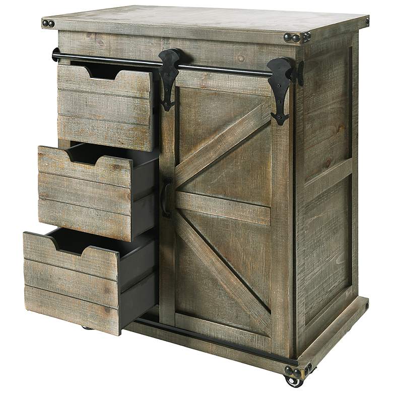 Image 5 Presley 27" Wide Wheeled Rustic Storage Cabinet or Bar Cabinet more views