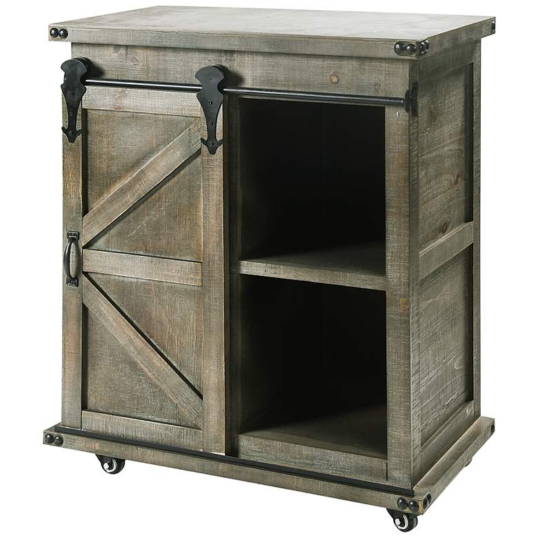 Image 7 Presley 27 inch Wide Wheeled Rustic Storage Cabinet or Bar Cabinet more views