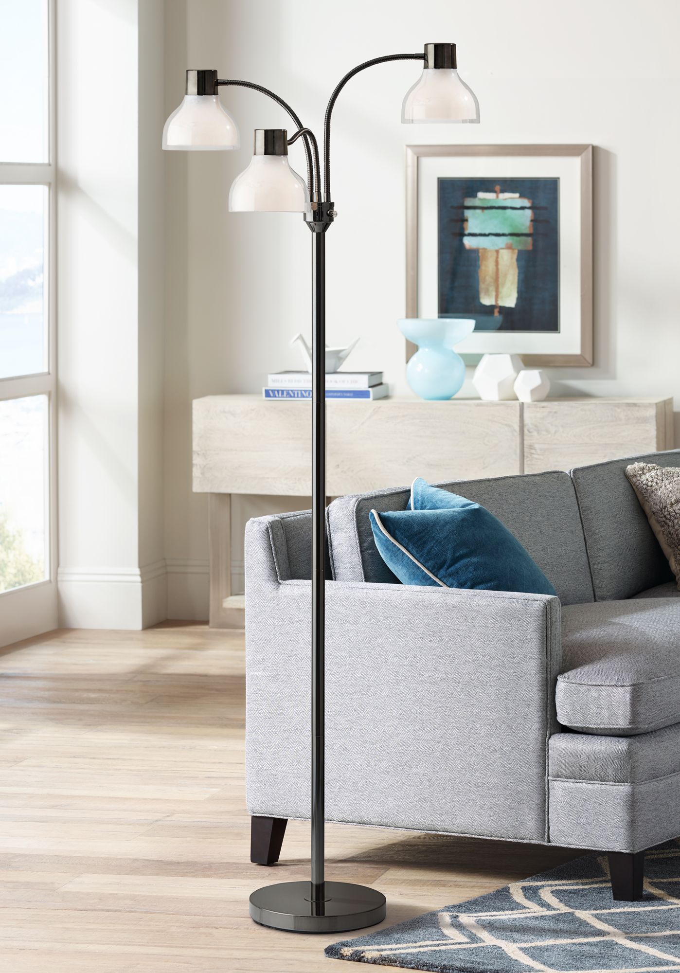 adesso presley 3 arm floor lamp