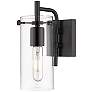 1_Press 12 3/4" High Matte Black Wall Sconce with Clear Glass