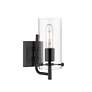 2_Press 12 3/4" High Matte Black Wall Sconce with Clear Glass more views