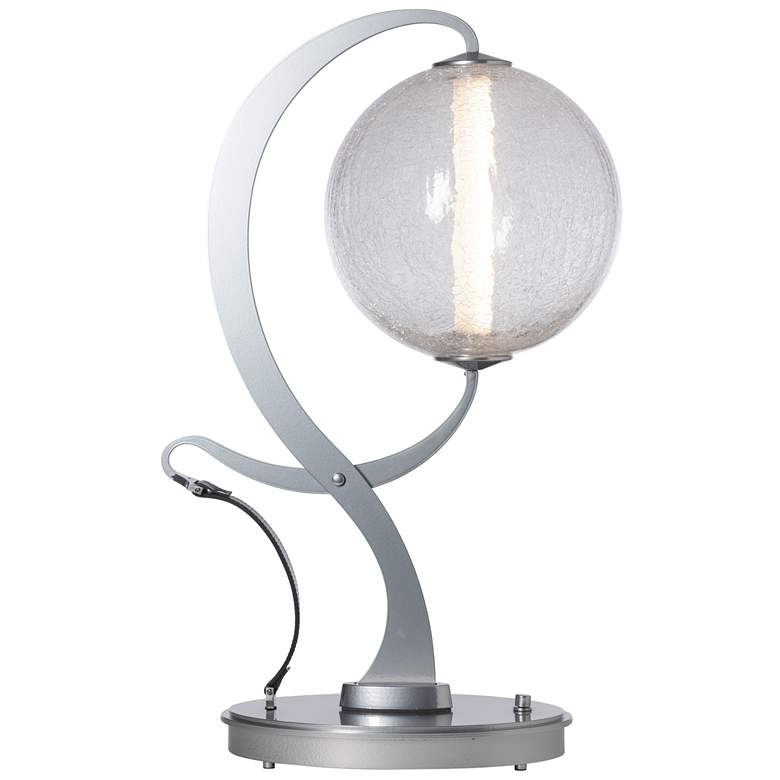 Image 1 Pression 24.5"H Black Leather Accent Sterling Table Lamp With Crackle
