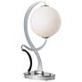 Pression 24.5"H Black Leather Accent Sterling Table Lamp With Opal Gla