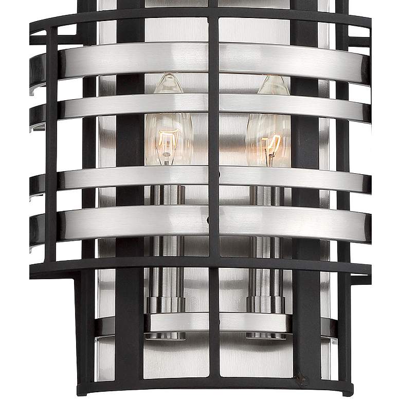 Image 2 Presten 12"H Brushed Nickel Sand Coal 2-Light Wall Sconce more views