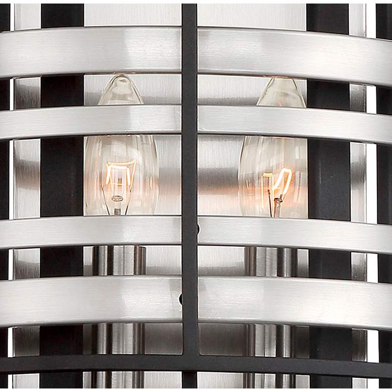 Image 3 Presten 12"H Brushed Nickel Sand Coal 2-Light Wall Sconce more views