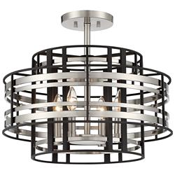 Presten 20"W Brushed Nickel Sand Coal 4-Light Ceiling Light