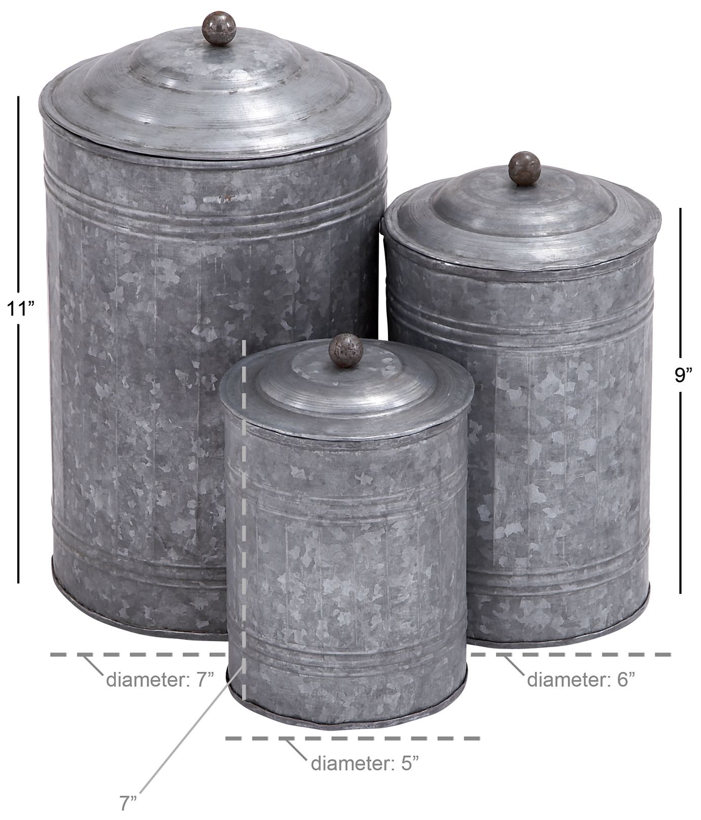 Image 4 Presti Distressed Gray Decorative Jars with Lids Set of 3 more views
