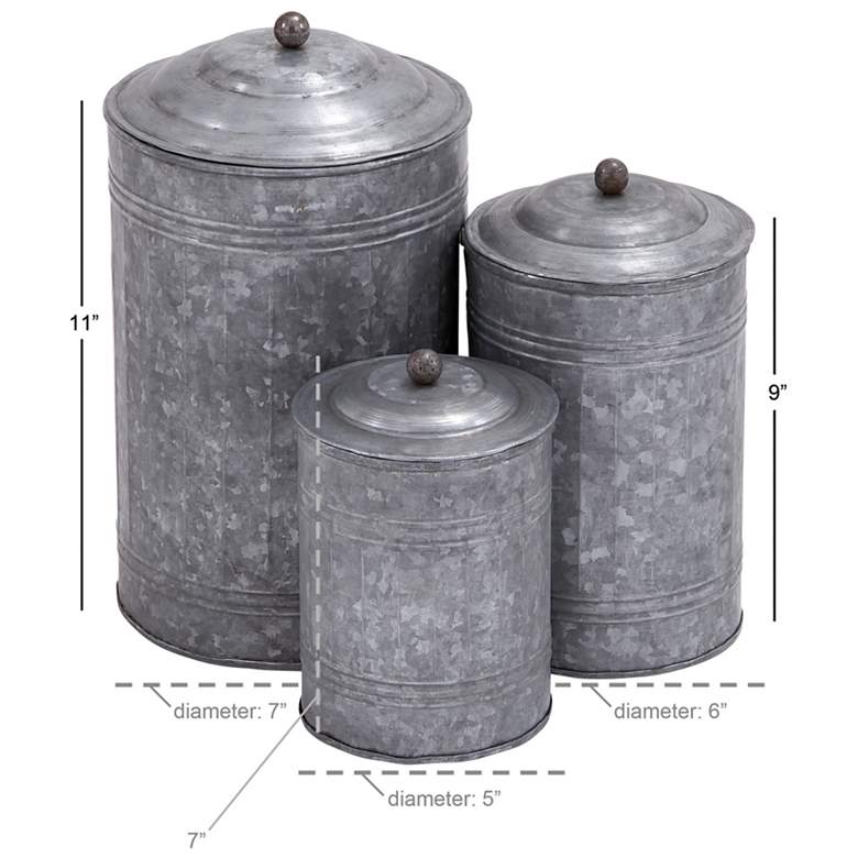 Image 4 Presti Distressed Gray Decorative Jars with Lids Set of 3 more views