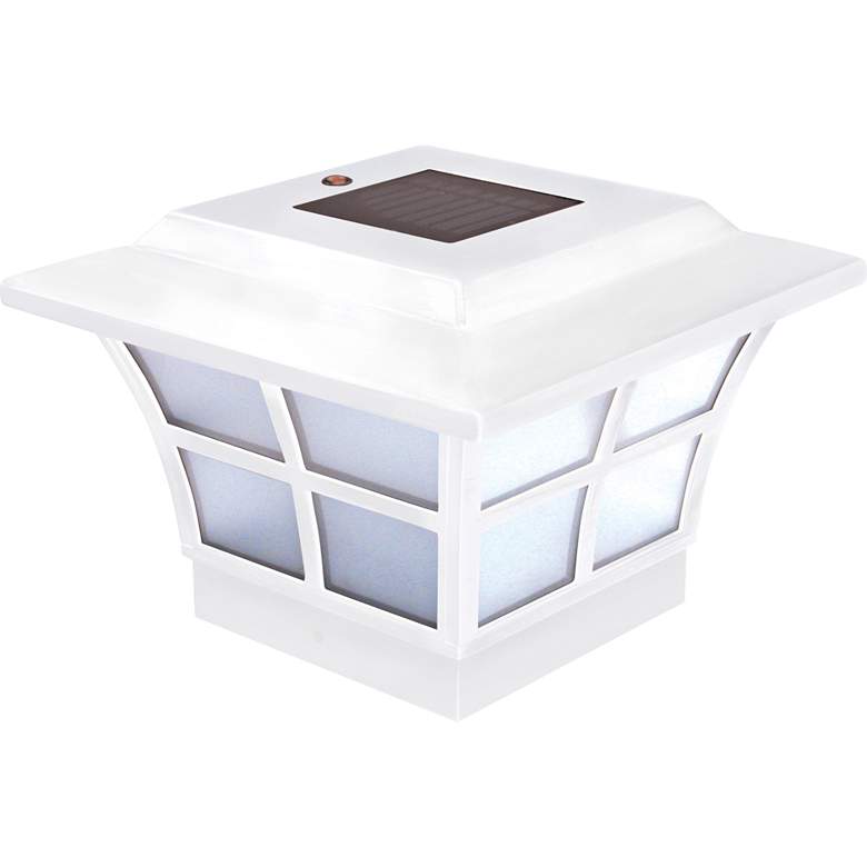 Image 2 Prestige 4"x4" White Vinyl Outdoor LED Solar Post Cap