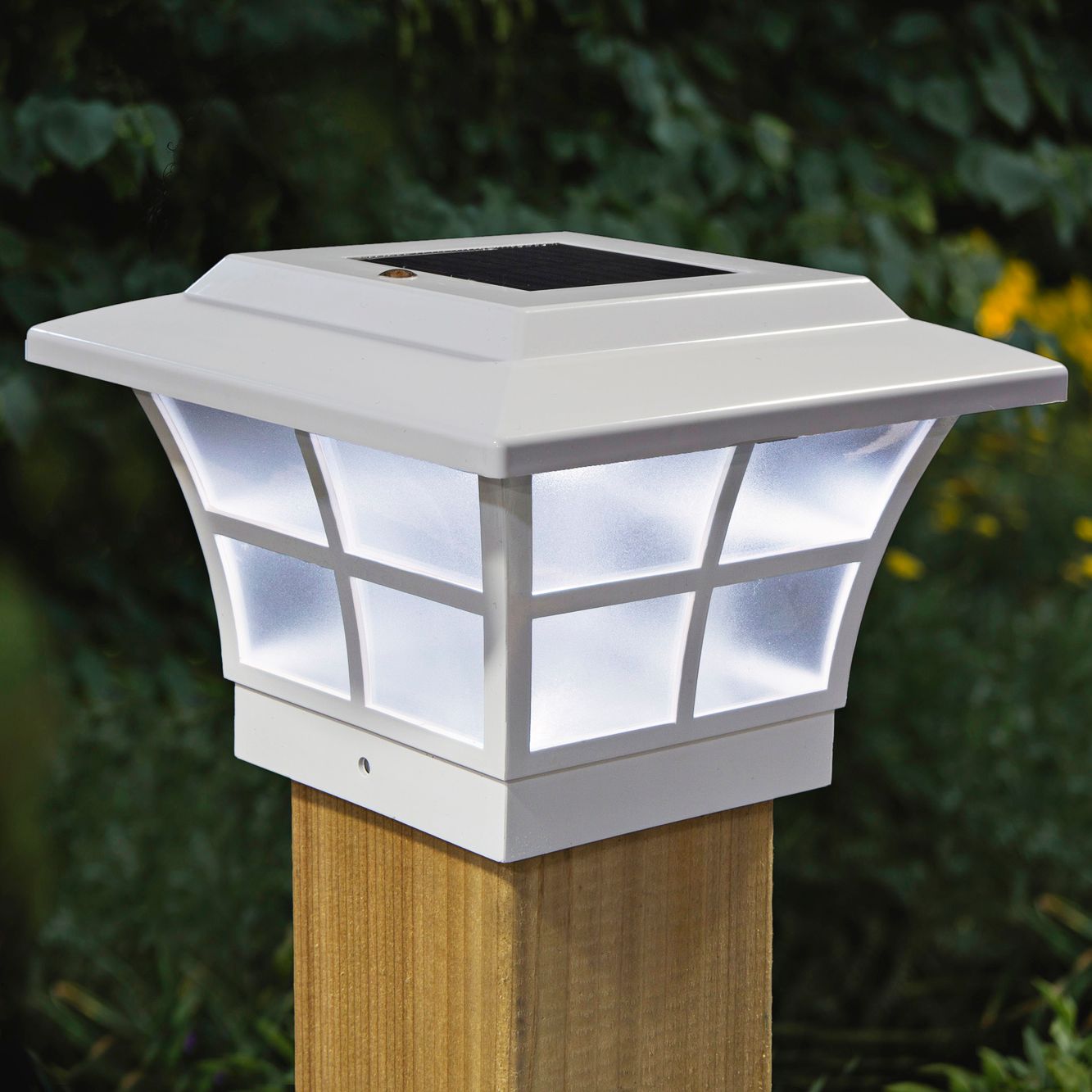 white solar deck post lights 4x4