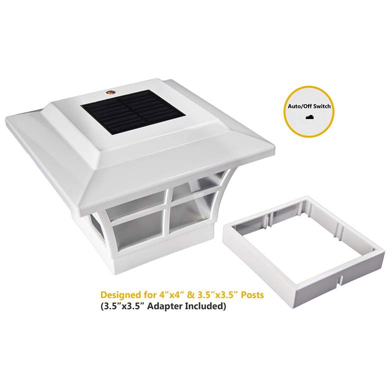 Image 5 Prestige 4"x4" White Vinyl Outdoor LED Solar Post Cap more views
