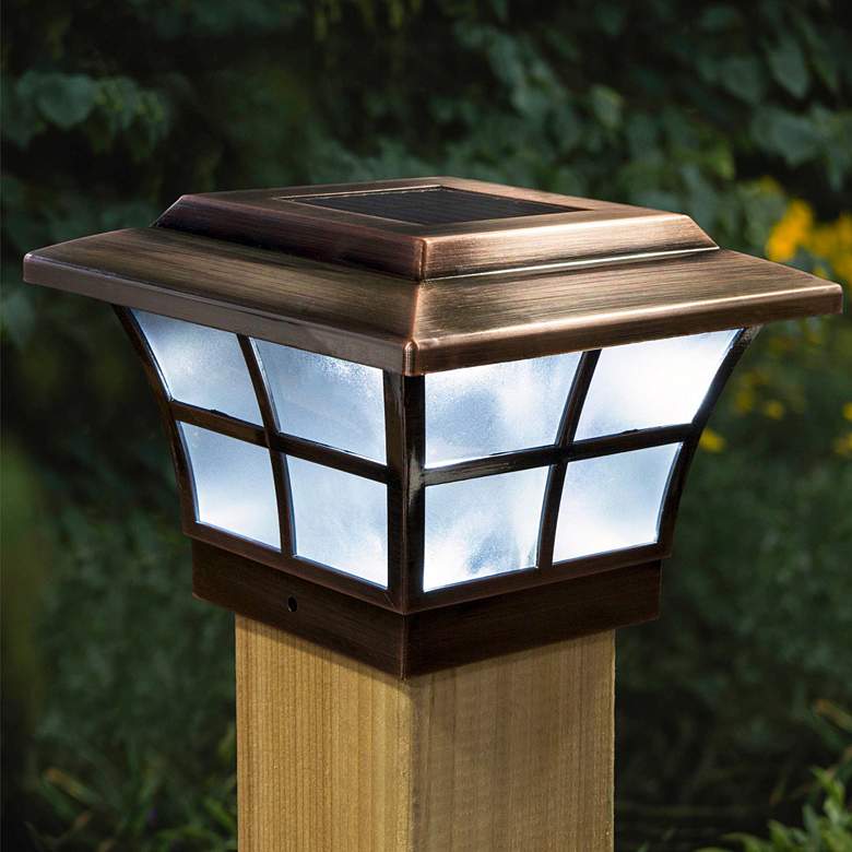 Image 2 Prestige 5" High Copper Plated Outdoor Solar LED Post Cap more views