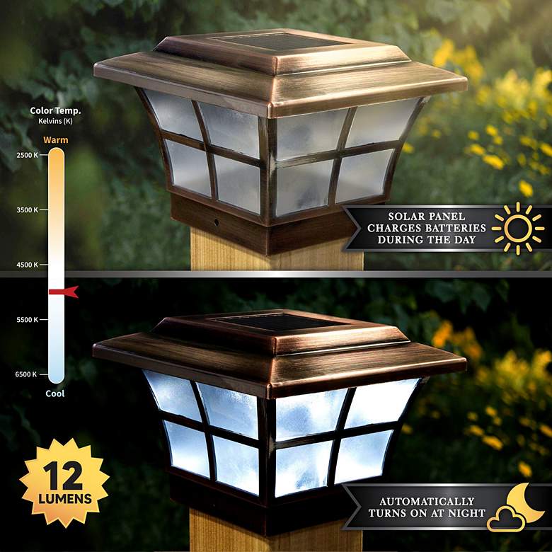 Image 4 Prestige 5 inch High Copper Plated Outdoor Solar LED Post Cap more views