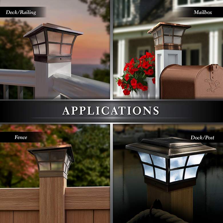 Image 5 Prestige 5" High Copper Plated Outdoor Solar LED Post Cap more views
