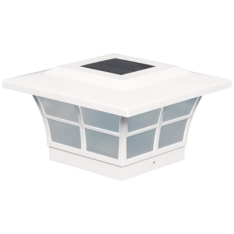 Image 1 Prestige 5 inch High White Large Outdoor Solar LED Post Cap