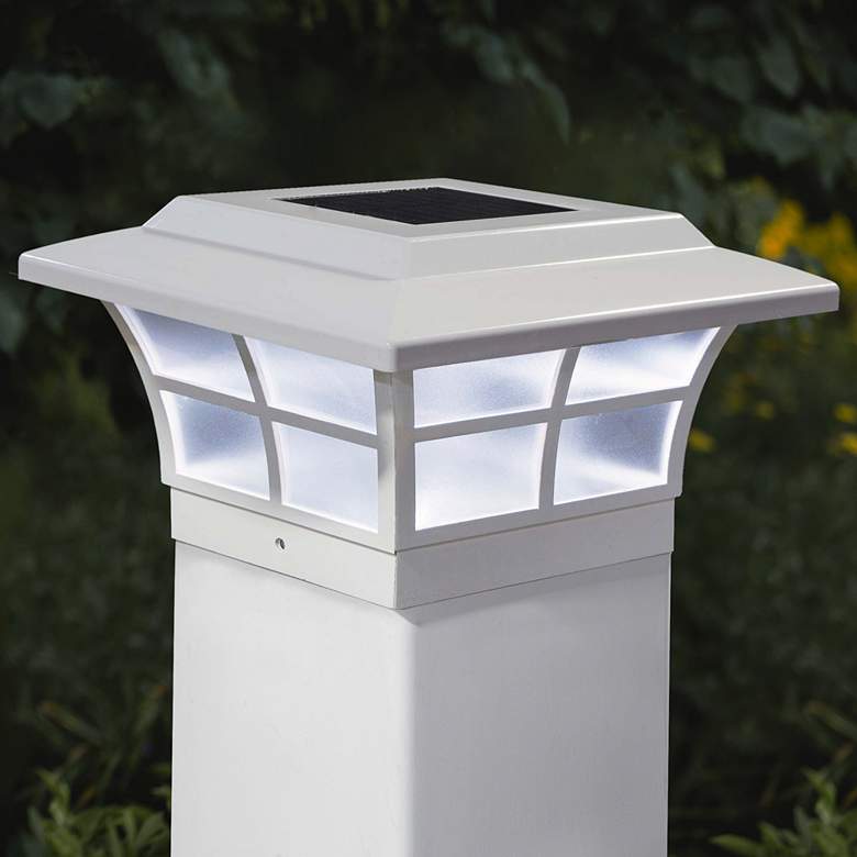Image 2 Prestige 5 inch High White Large Outdoor Solar LED Post Cap more views