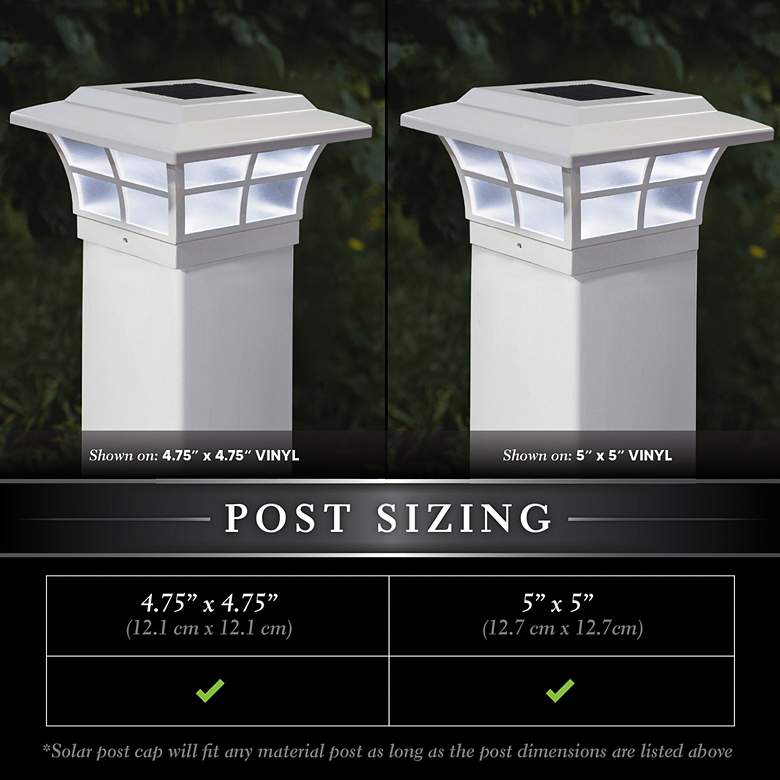 Image 3 Prestige 5 inch High White Large Outdoor Solar LED Post Cap more views