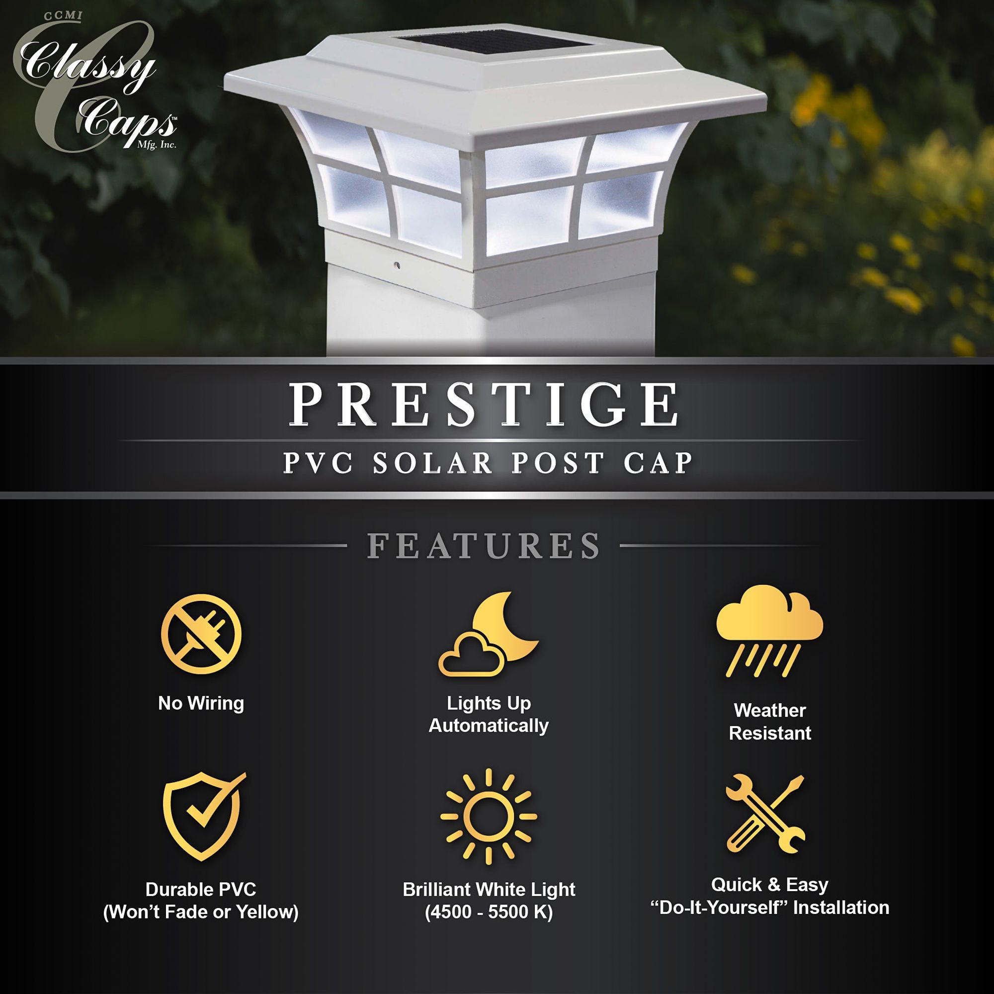 Watch A Video About the Prestige White Large Outdoor Solar LED Post Cap