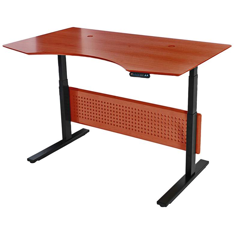 Image 1 Prestige 51 inch Wide Cherry Wood Adjustable Sit-Stand Desk