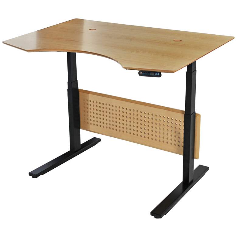 Image 1 Prestige 51 inch Wide Maple Wood Adjustable Sit-Stand Desk