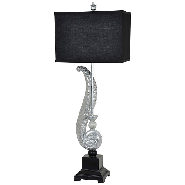 Image 1 Prestige Silver Leaf and Black Table Lamp