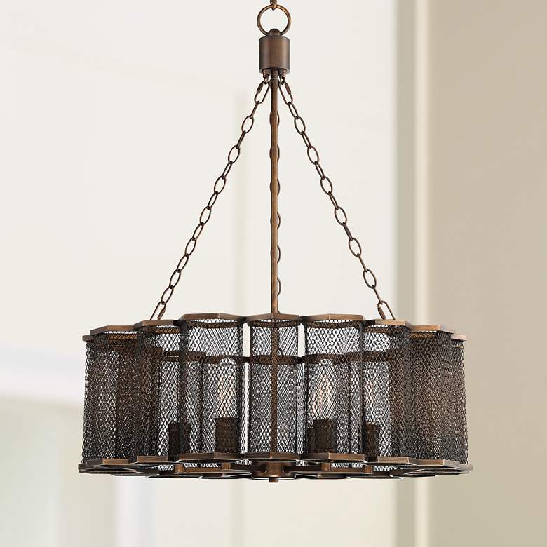 Image 1 Prestly 27 1/2" Wide Bronze Iron 6-Light Pendant
