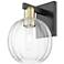 Preston 11.75"H Black Antique Brass Wall Sconce With Clear Globe Shade
