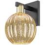 1_Preston 11.75"H Black Brass Wall Sconce With Mercury Globe Shade