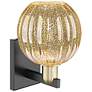 2_Preston 11.75"H Black Brass Wall Sconce With Mercury Globe Shade more views