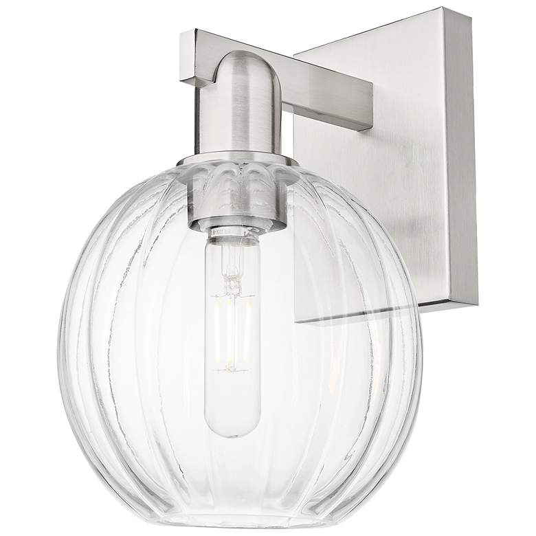 Image 1 Preston 11.75"H Brushed Satin Nickel Wall Sconce With Clear Globe Shade