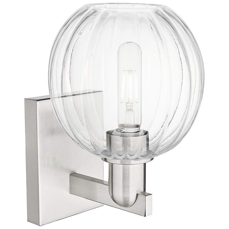 Image 2 Preston 11.75"H Brushed Satin Nickel Wall Sconce With Clear Globe Shade more views