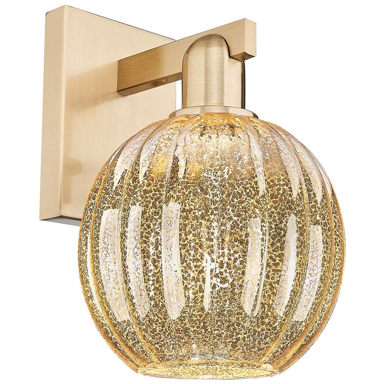 Image 1 Preston 11.75"H Champagne Bronze Wall Sconce With Mercury Globe Shade