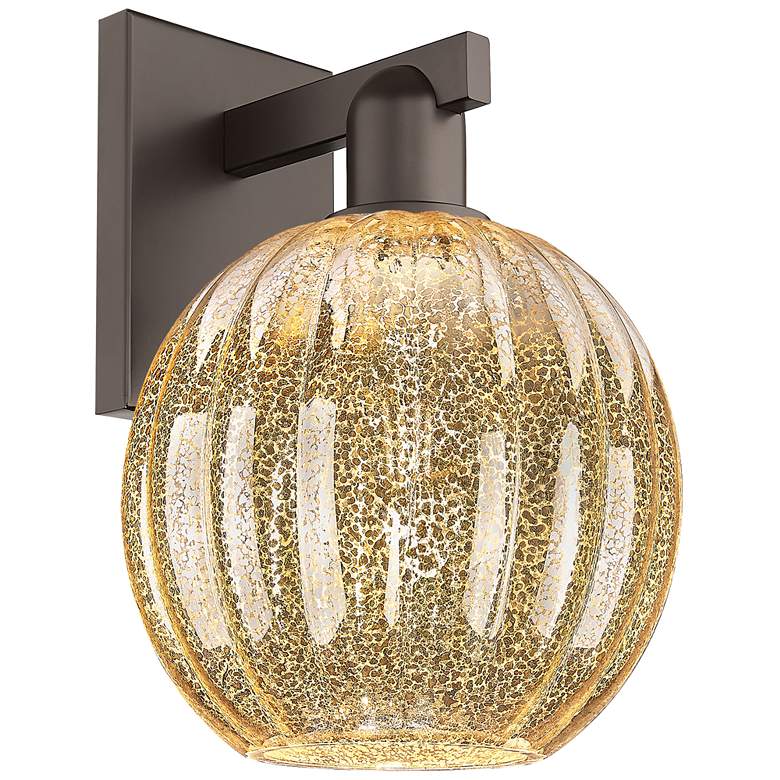 Image 1 Preston 11.75"H Oil Rubbed Bronze Wall Sconce With Mercury Globe Shade