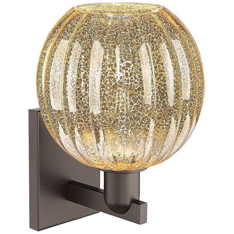 Image 2 Preston 11.75"H Oil Rubbed Bronze Wall Sconce With Mercury Globe Shade more views