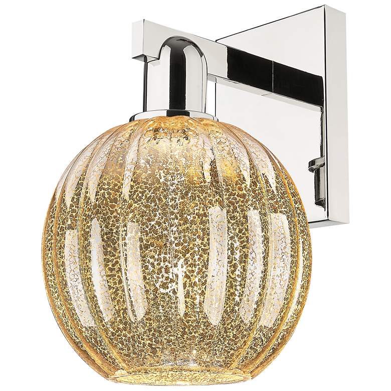 Image 1 Preston 11.75"H Polished Nickel Wall Sconce With Mercury Globe Shade
