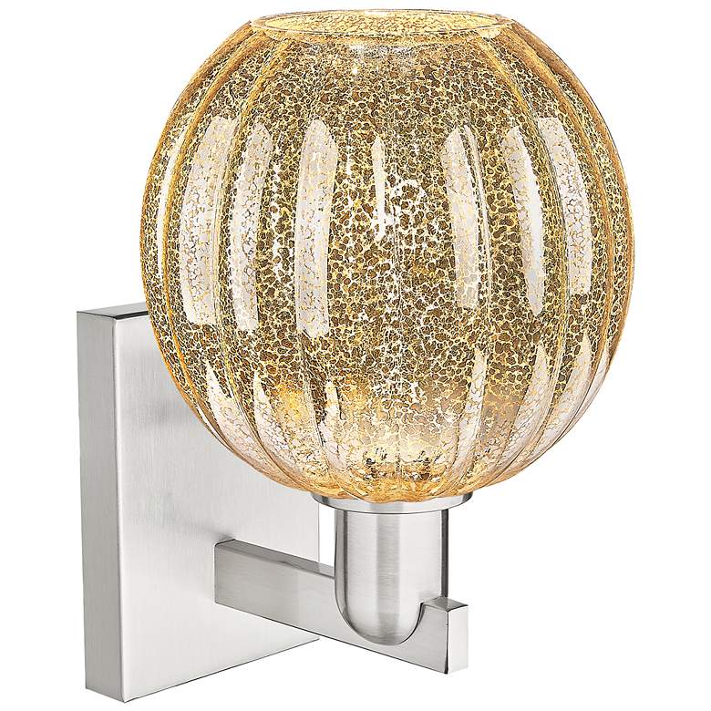Image 2 Preston 11.75"H Satin Nickel Wall Sconce w/ Mercury Globe Shade more views