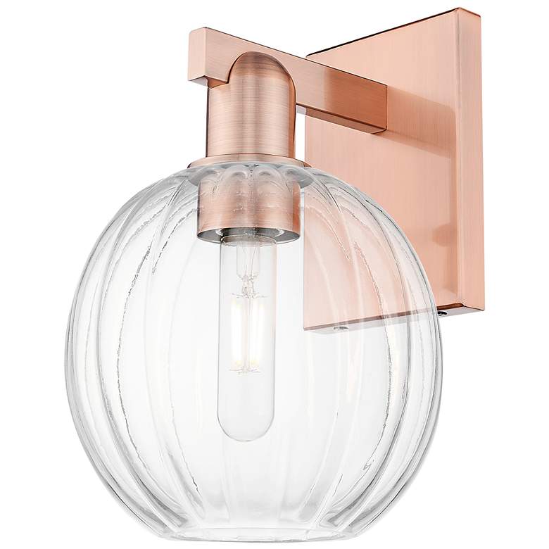 Image 1 Preston 11.75" High Antique Copper Wall Sconce With Clear Globe Shade