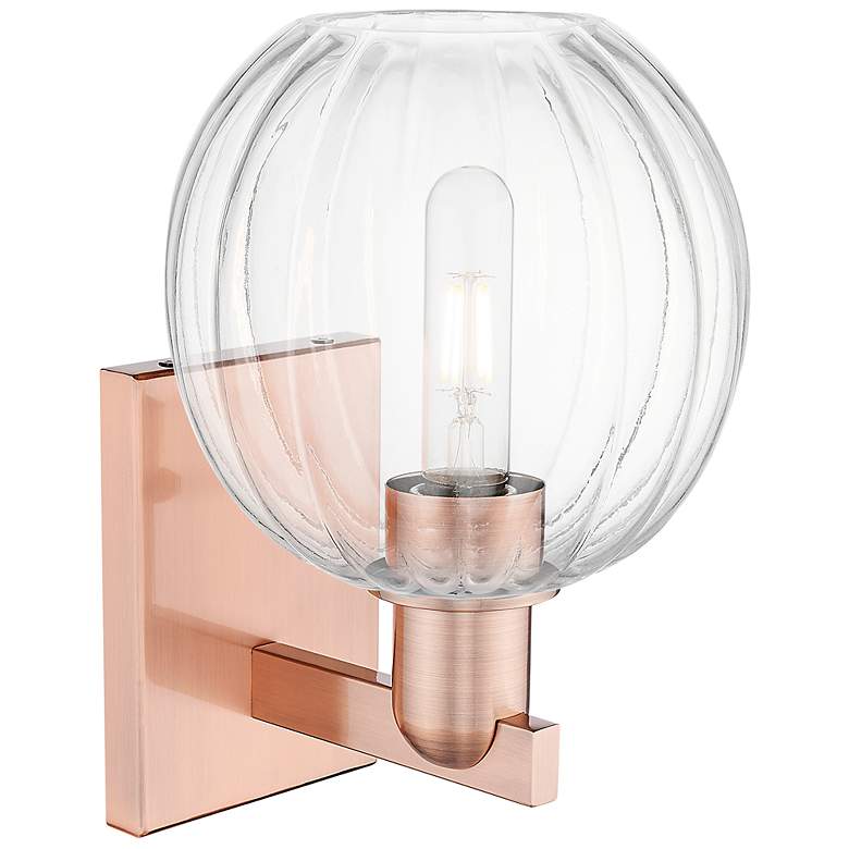 Image 2 Preston 11.75" High Antique Copper Wall Sconce With Clear Globe Shade more views