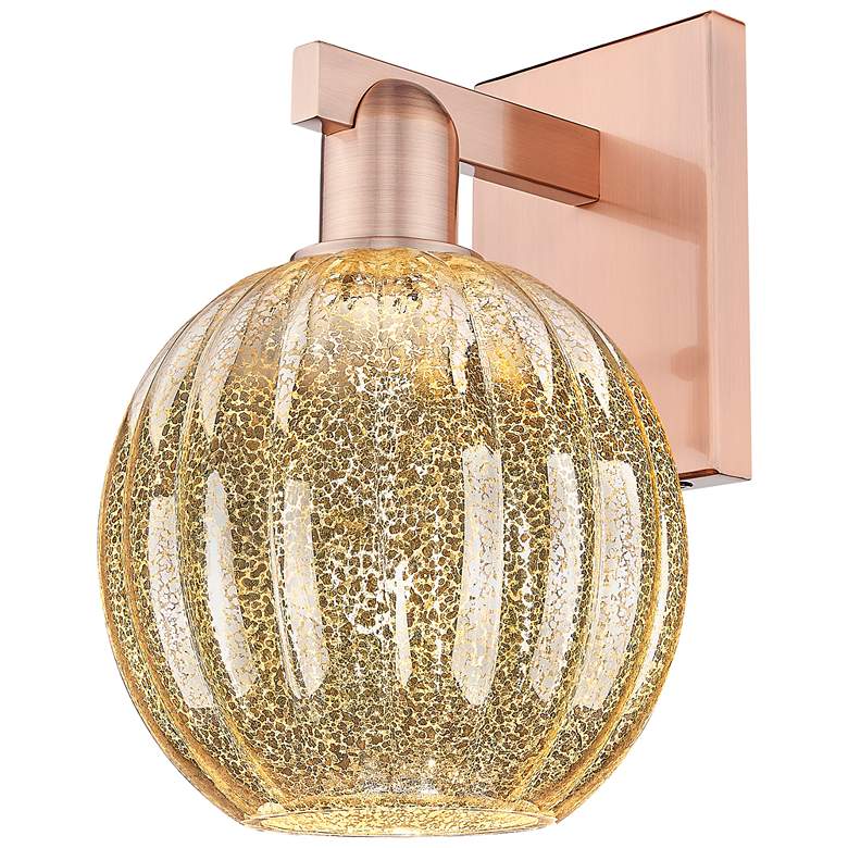 Image 1 Preston 11.75" High Antique Copper Wall Sconce With Mercury Globe Shade