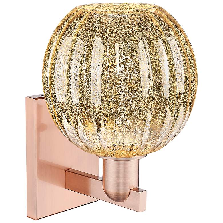 Image 2 Preston 11.75" High Antique Copper Wall Sconce With Mercury Globe Shade more views