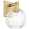 Preston 11.75" High Brushed Brass Wall Sconce With Clear Globe Shade
