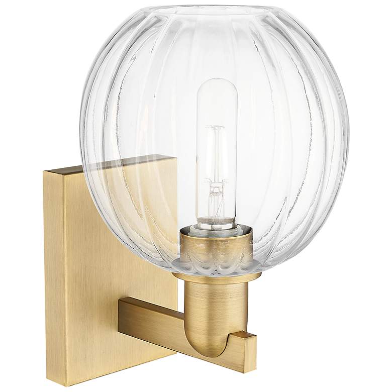 Image 2 Preston 11.75" High Brushed Brass Wall Sconce With Clear Globe Shade more views