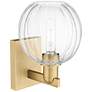 2_Preston 11.75" High Brushed Brass Wall Sconce With Clear Globe Shade more views