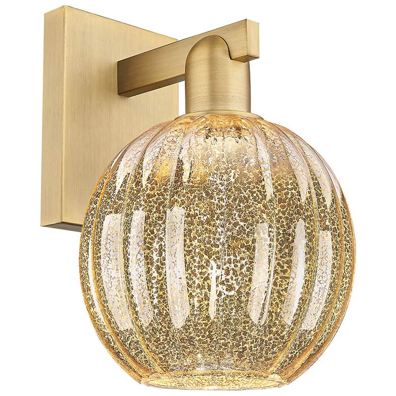 Image 1 Preston 11.75" High Brushed Brass Wall Sconce With Mercury Globe Shade