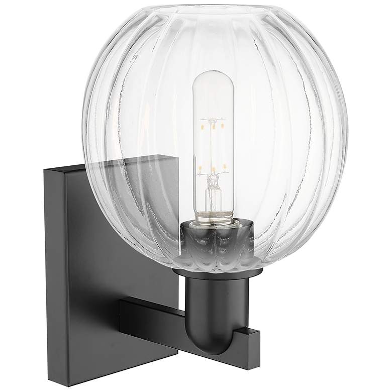 Image 2 Preston 11.75" High Matte Black Wall Sconce With Clear Globe Shade more views