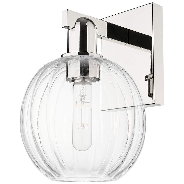 Image 1 Preston 11.75" High Polished Nickel Wall Sconce With Clear Globe Shade