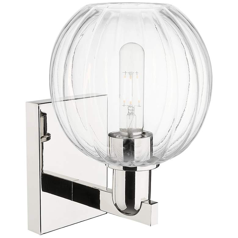 Image 2 Preston 11.75" High Polished Nickel Wall Sconce With Clear Globe Shade more views