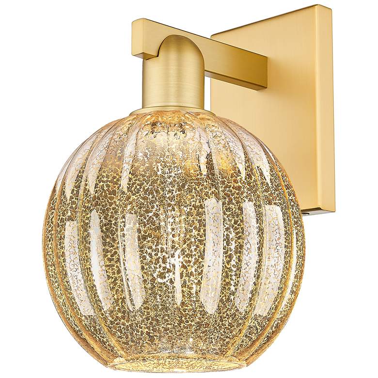 Image 1 Preston 11.75" High Satin Gold Wall Sconce With Mercury Globe Shade